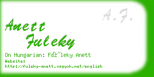 anett fuleky business card